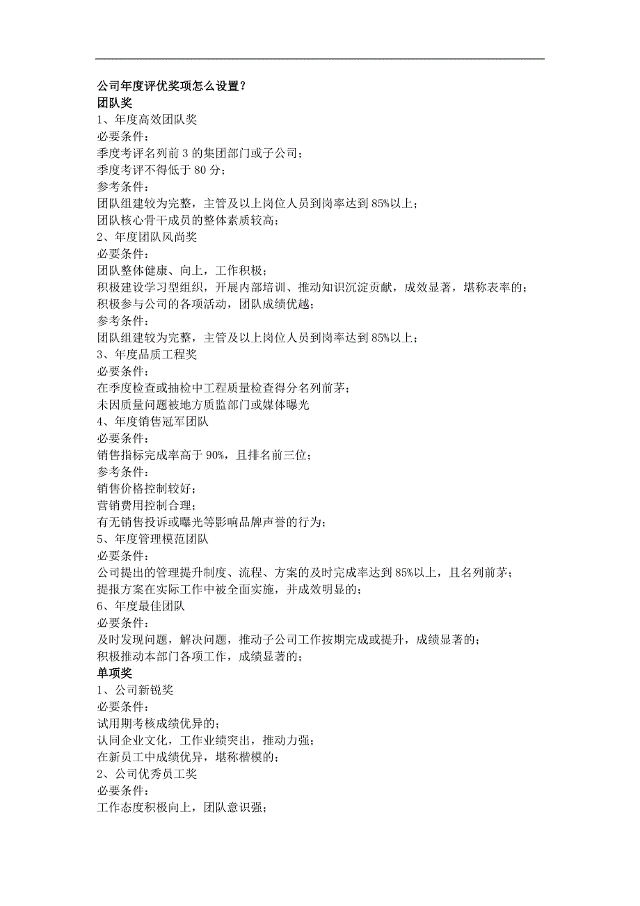 公司年度评优奖项设置_第1页