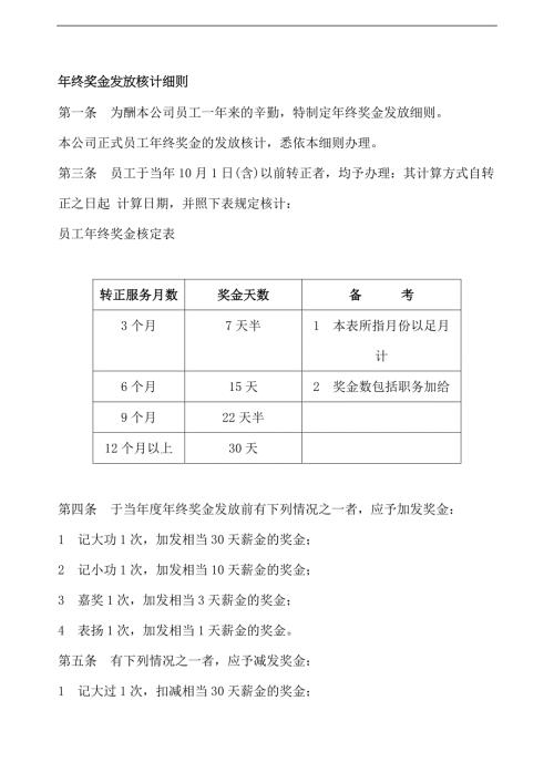 公司年终奖金发放核计细则.doc