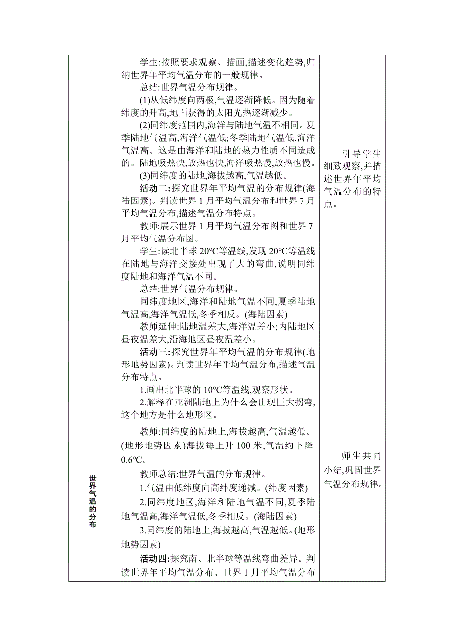 2024年湘教版七年级地理上册第五章世界的气候教学设计第二节 气温和降水_第4页