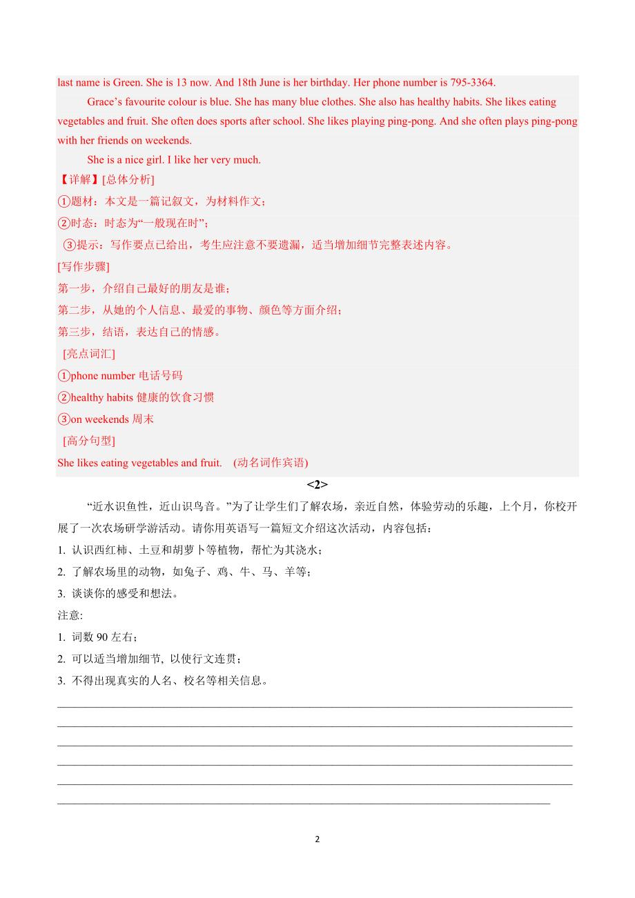 2024-2025学年人教版七年级英语上学期专题08 书面表达20题【考题猜想】_第2页