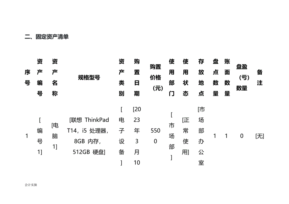 文书模板-固定资产盘点表_第2页