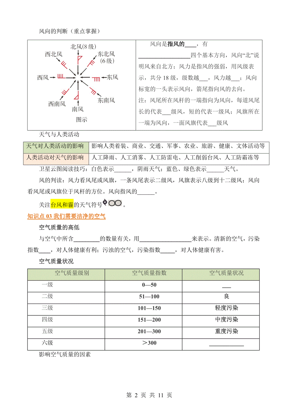 【七年级上册地理】默写03 第三章 天气与气候_第2页