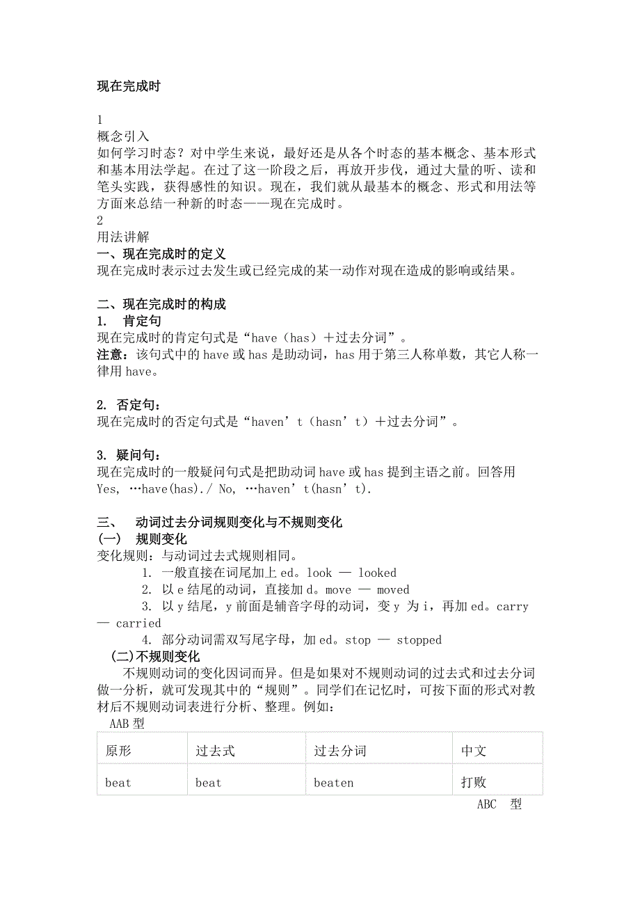 初中英语考试现在完成时的用法_第1页