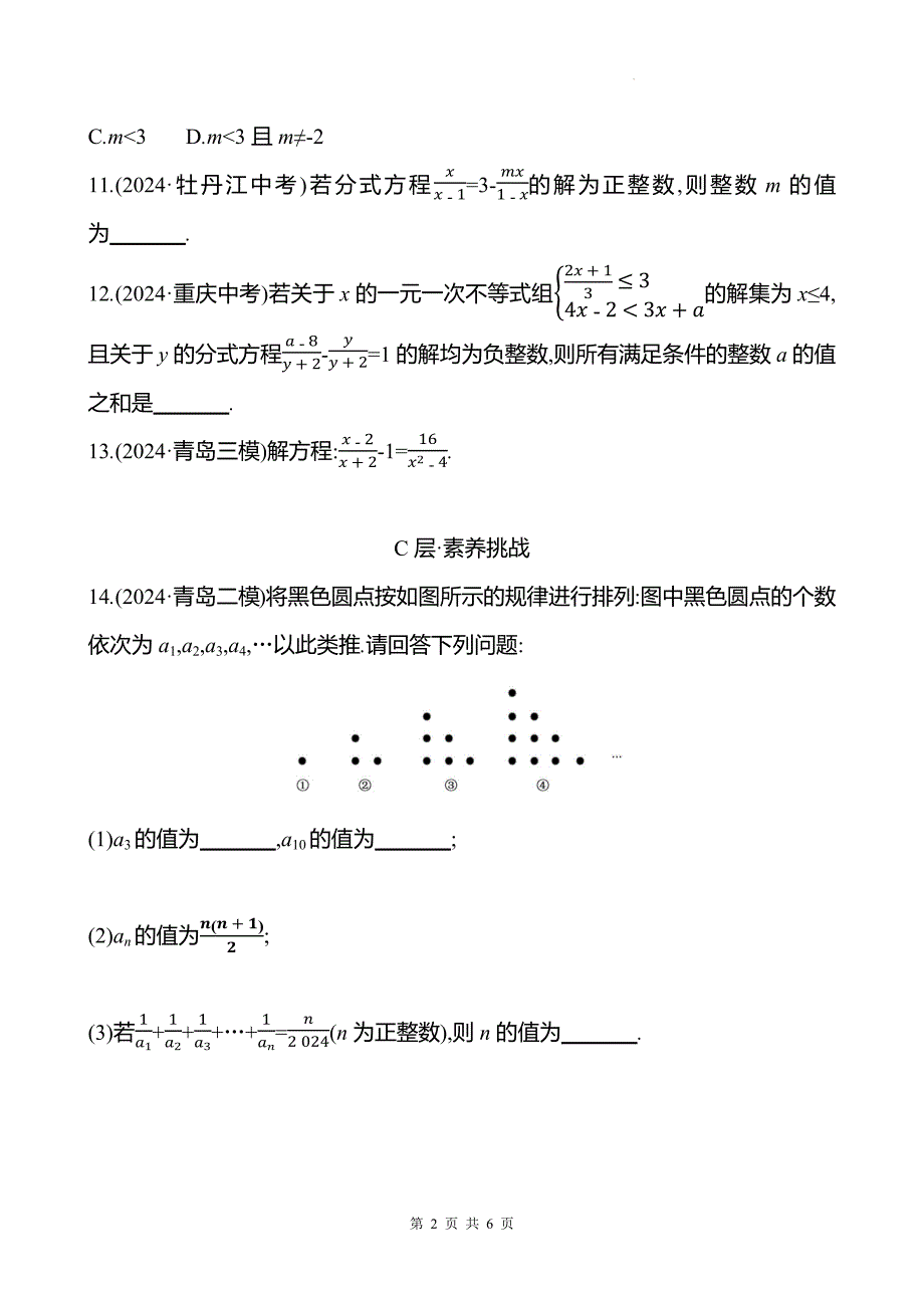 中考数学总复习《分式方程的概念及解法》专项测试卷带答案_第2页