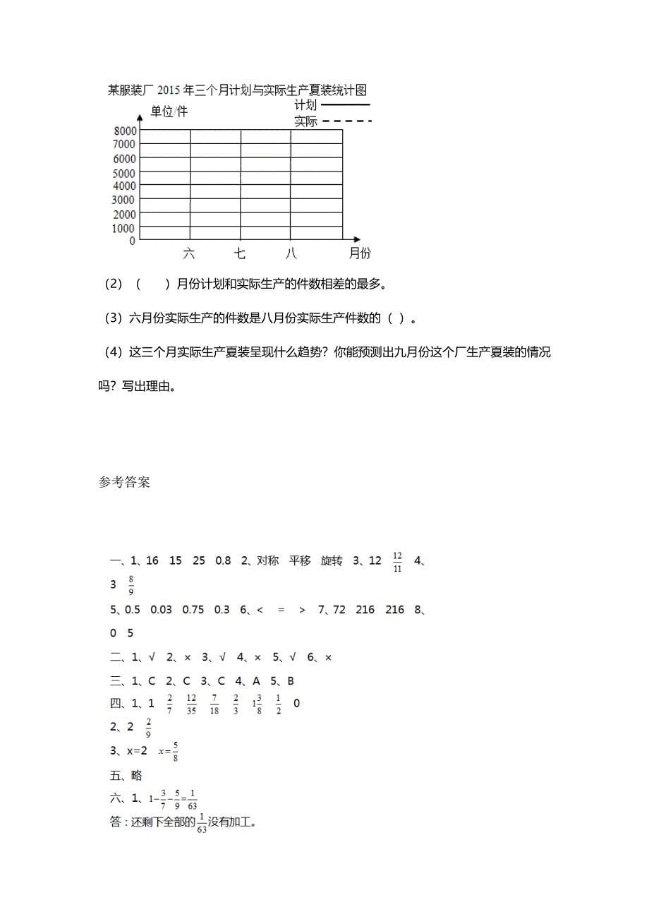 人教版五年级数学下册期末模拟卷②及答案_第5页