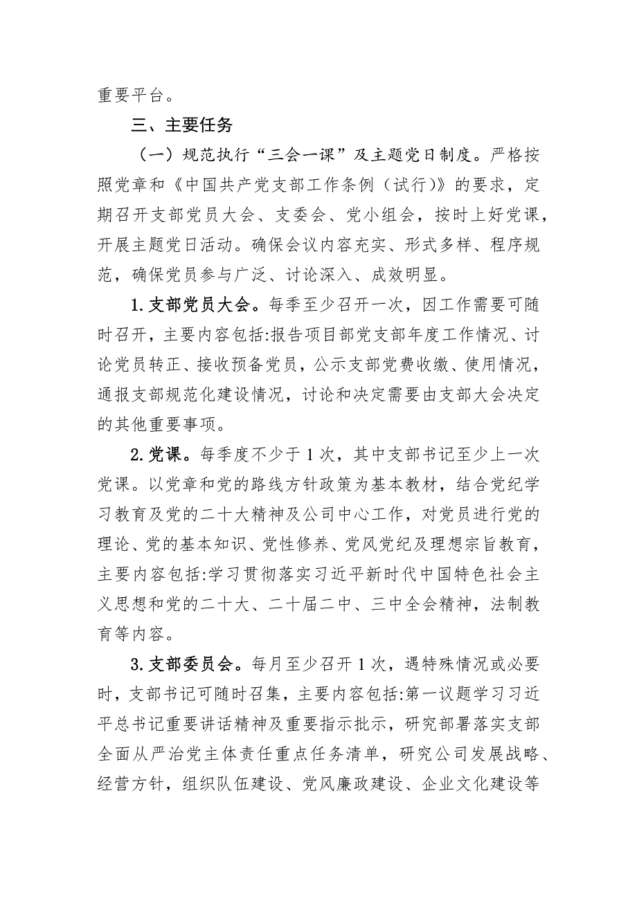 2025年国有企业党支部年度“三会一课”及主题党日活动计划_第2页