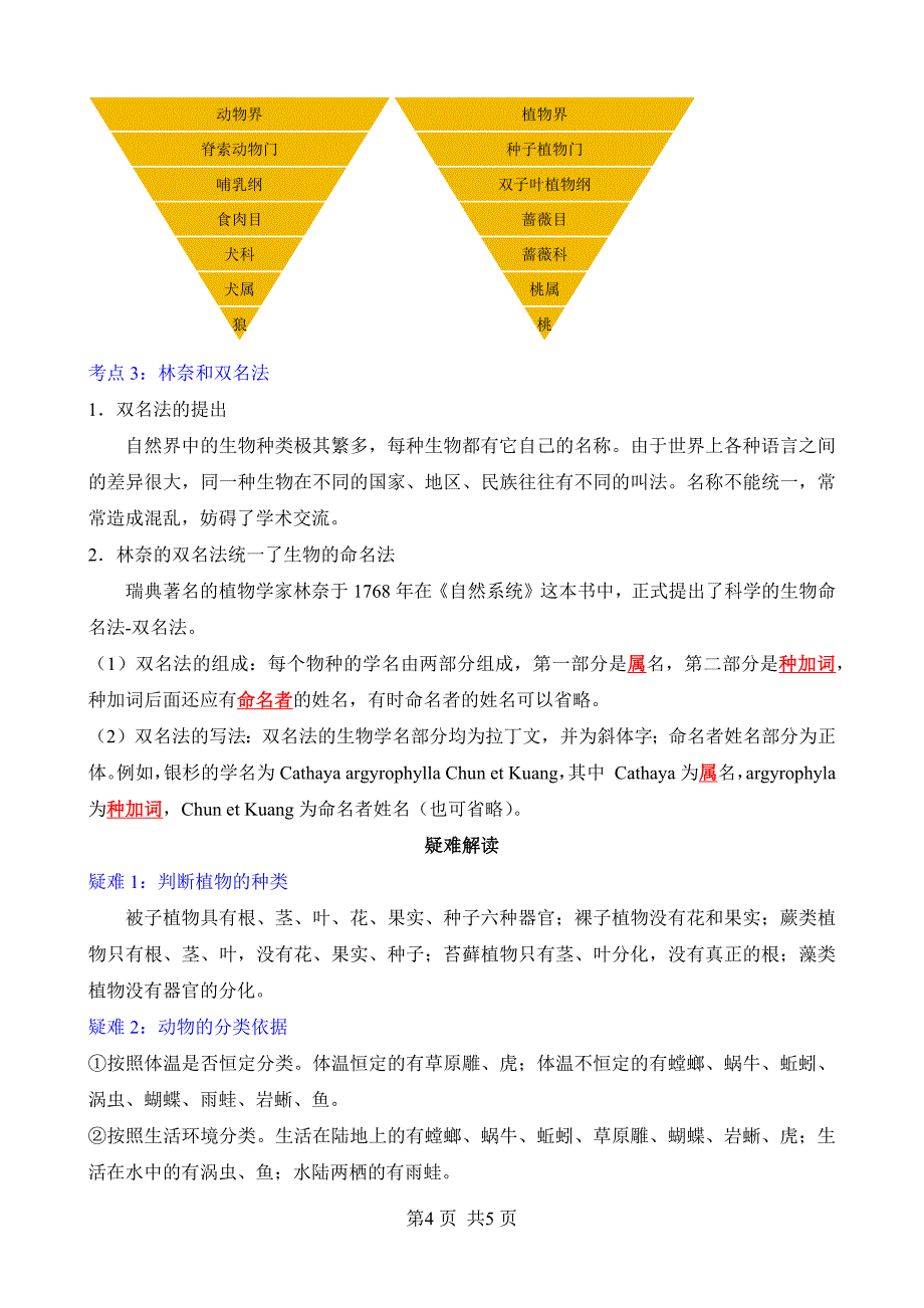 【人教】八上生物背诵-第六单元 第一章 根据生物的特征进行分类_第4页