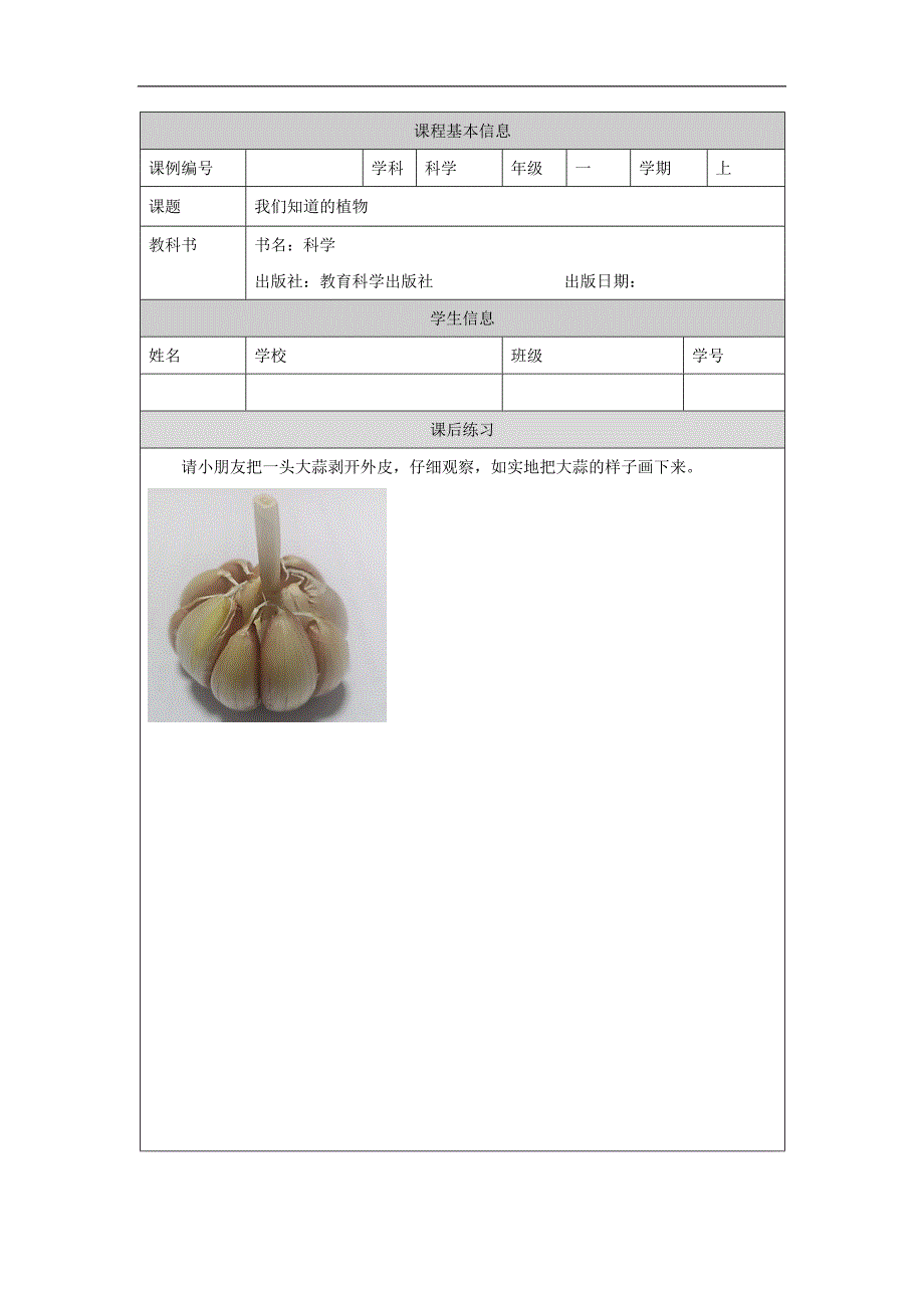 2024年上学期小学科学教案一年级【科学(教科版)】我们知道的植物-4练习题_第1页