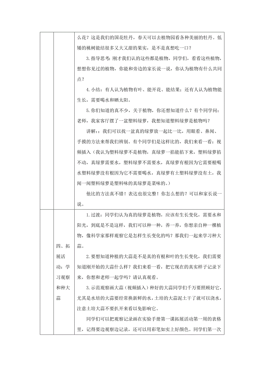 2024年上学期小学科学教案一年级【科学(教科版)】我们知道的植物-1教学设计_第3页