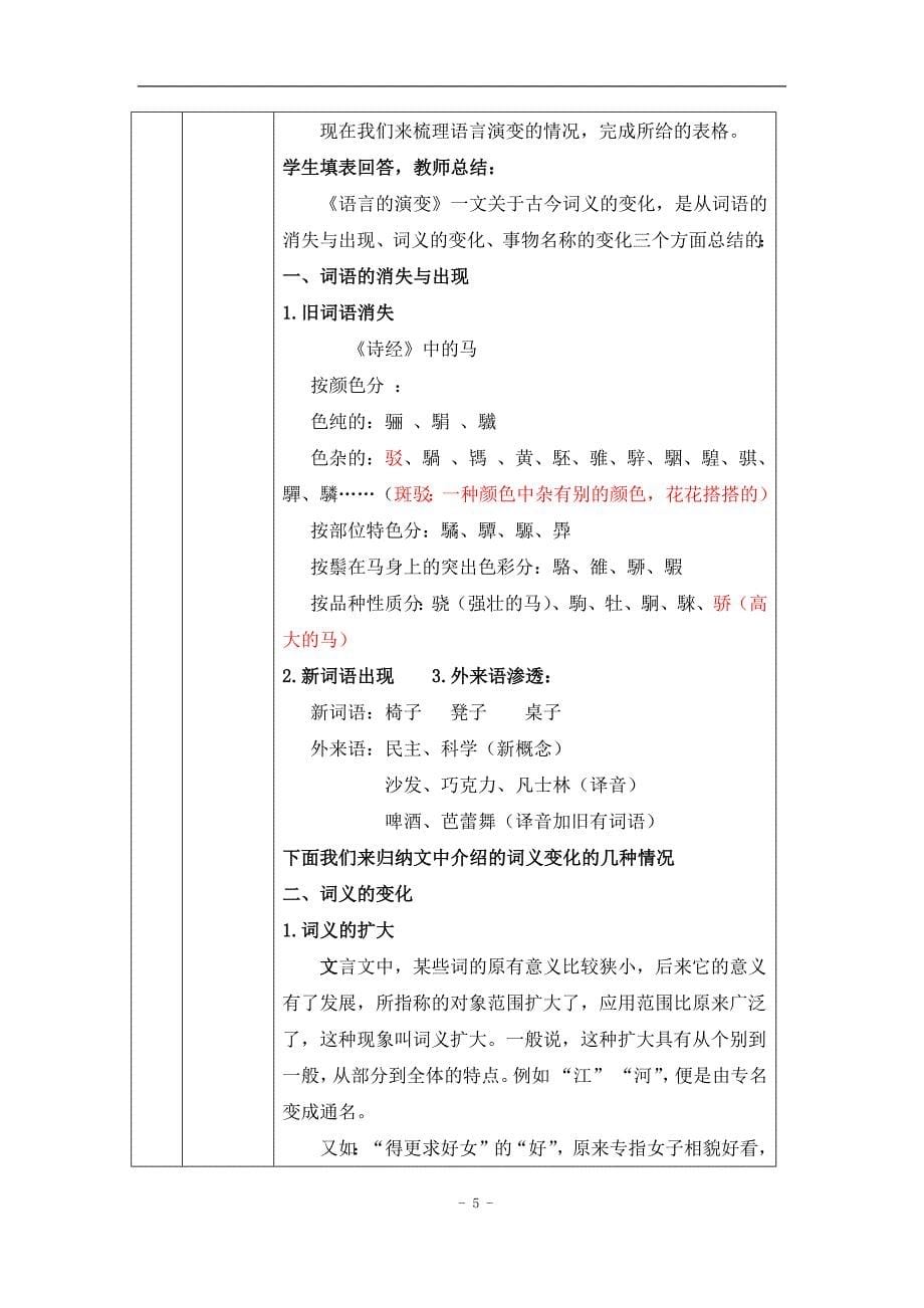 2024年高一语文必修上册古今词义的联系与区别(一)——把握古今词义的异同_课时293_1216高一【语文 统编版 】古今词义的联系与区别(一)——把握古今词义的异同-教学设计_第5页