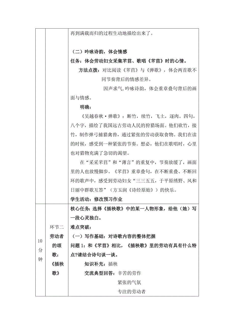 2024年高一语文必修上册《芣苢》《插秧歌》 ——回响在历史中的劳动之歌_课时49_0916高一【语文 统编版 】《芣苢》《插秧歌》 ——回响在历史中的劳动之歌-教学设计_第3页