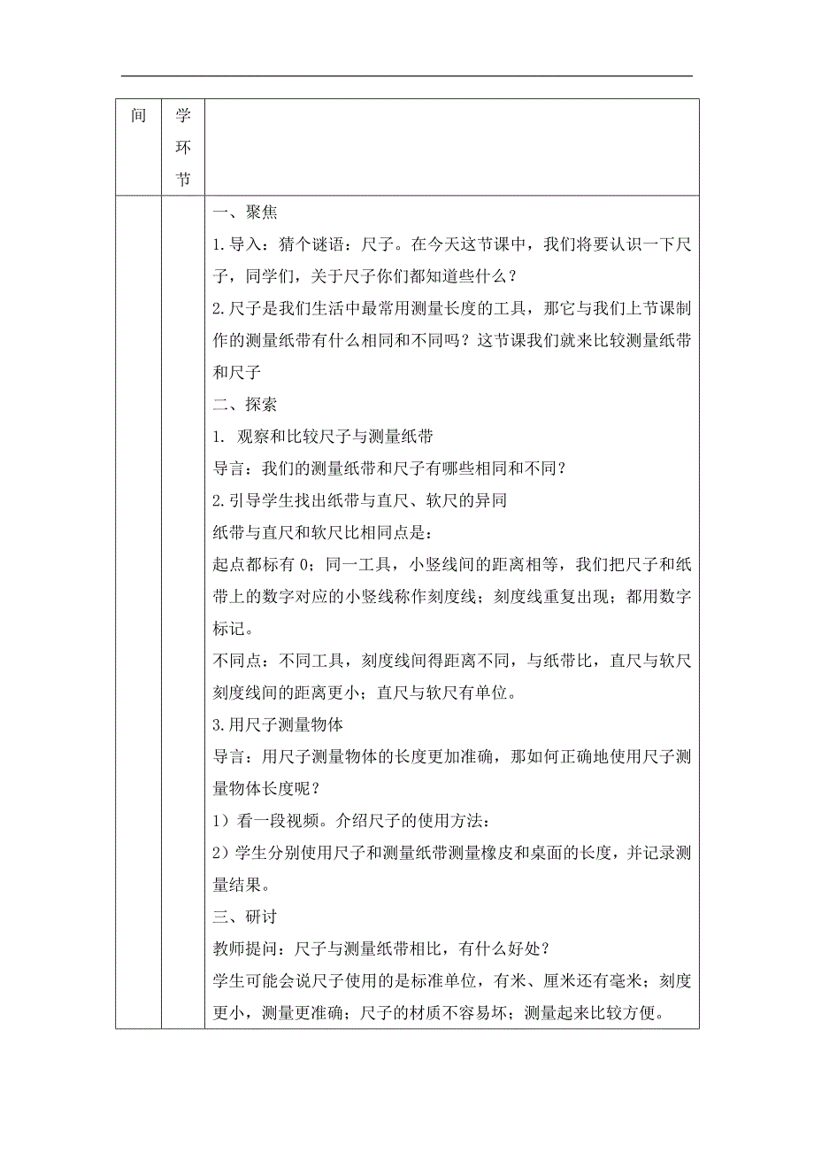 2024年上学期小学科学教案一年级【科学(教科版)】比较测量纸带和尺子-1教学设计_第2页