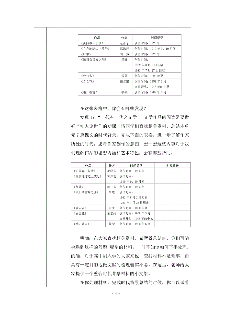 2024年高一语文必修上册第一单元起始课_课时3_0901高一【语文 统编版 】第一单元起始课-教学设计_第4页