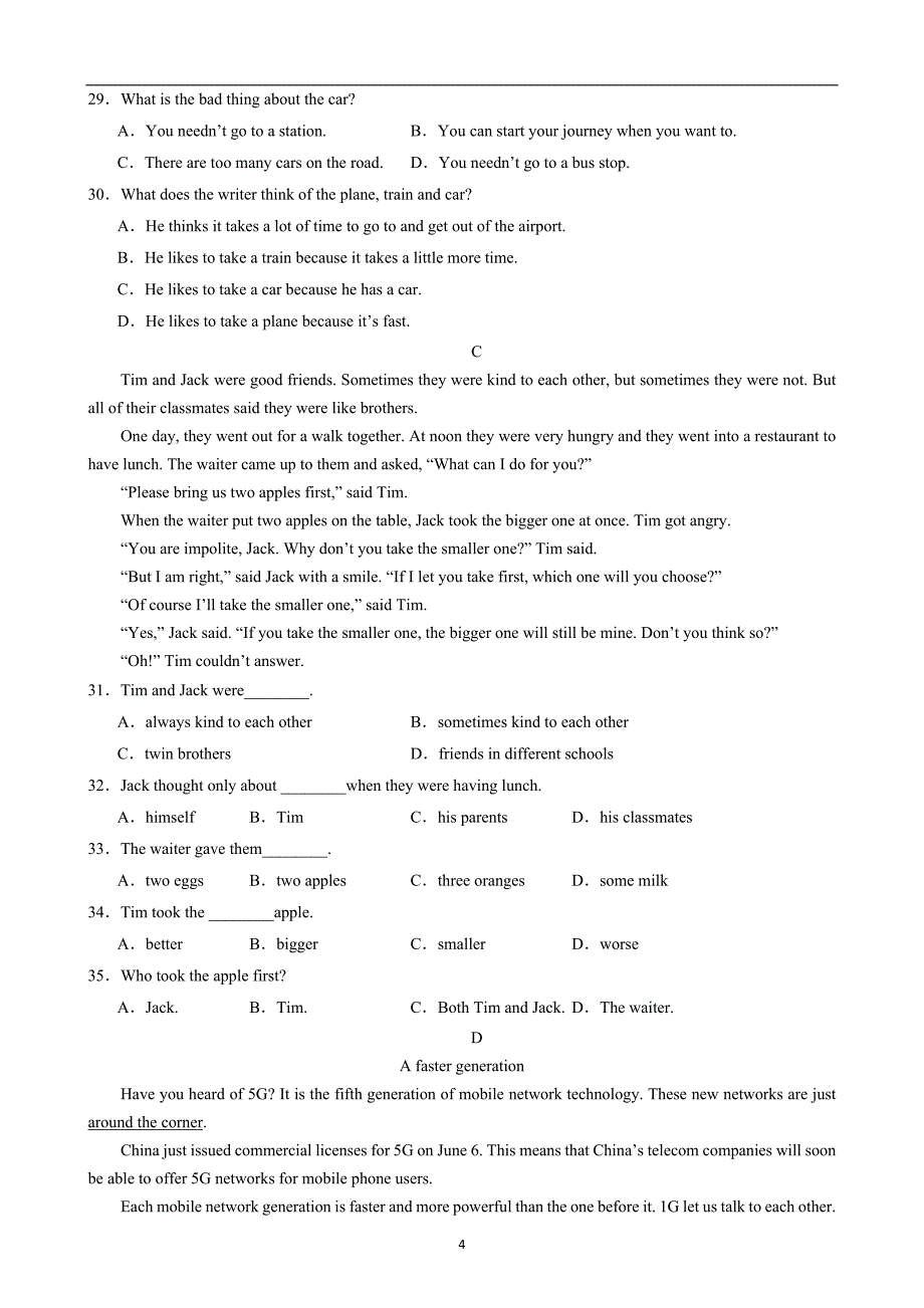 【人教】八上英语期中模拟卷02【范围：U1-U5】_第4页