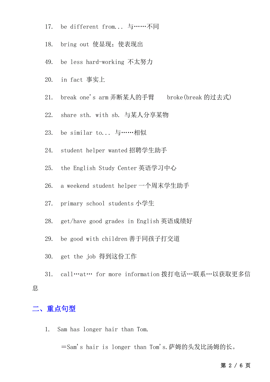 【人教】八上英语Unit 3 学习重点_第2页