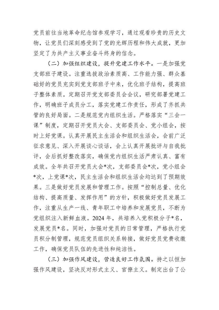 公司党支部书记2024年度落实党建工作责任制述职报告_第2页