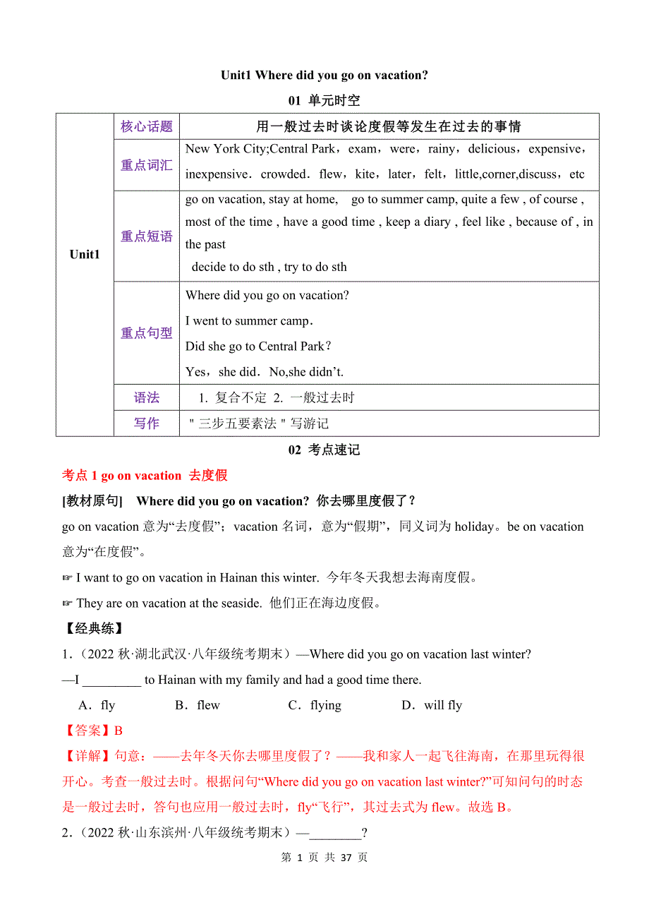 【人教】八上英语知识清单讲练测Unit 1知识清单_第1页