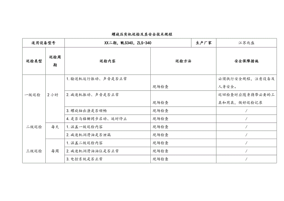 螺旋压实机巡检及其安全技术规程_第1页