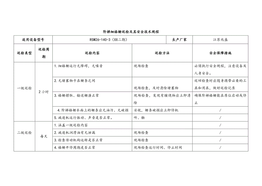 阶梯细格栅巡检及其安全技术规程_第1页