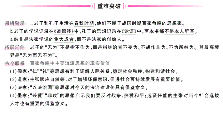 初中历史新人教版七年级上册第二单元第7课 百家争鸣作业课件2024秋_第3页