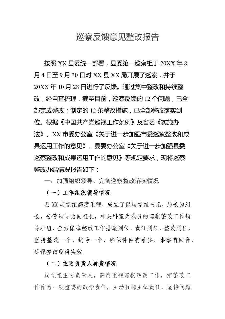 巡察反馈意见整改报告_第1页