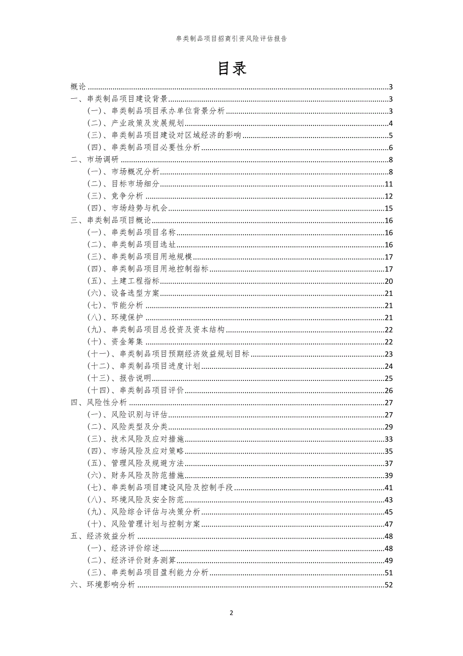 2023年串类制品项目招商引资风险评估报告_第2页