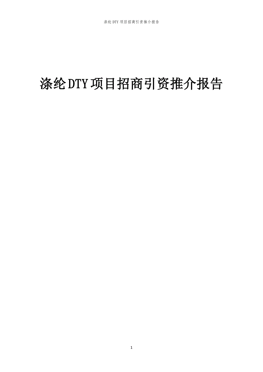 2023年涤纶DTY项目招商引资推介报告_第1页