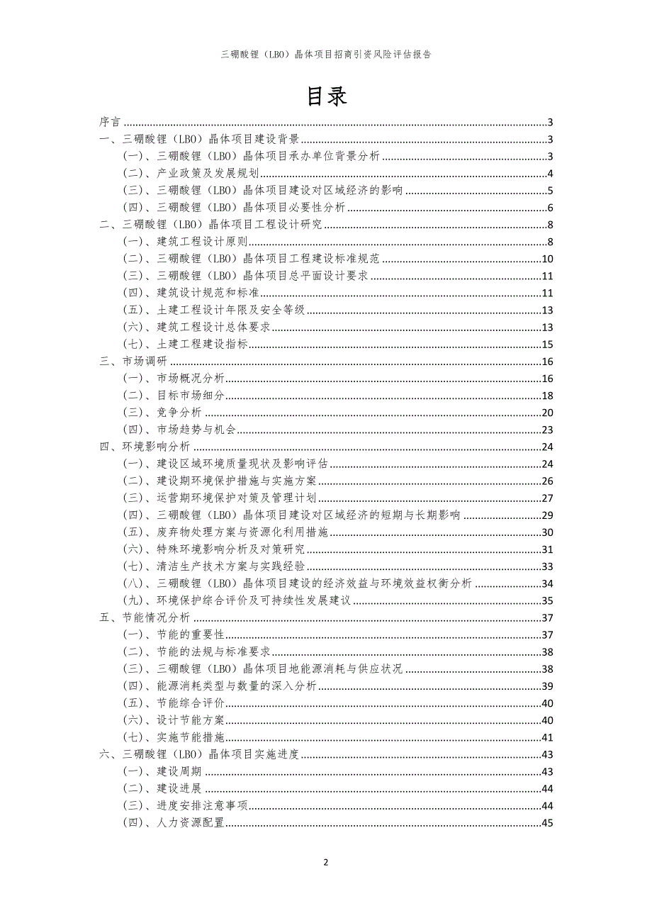 2023年三硼酸锂（LBO）晶体项目招商引资风险评估报告_第2页