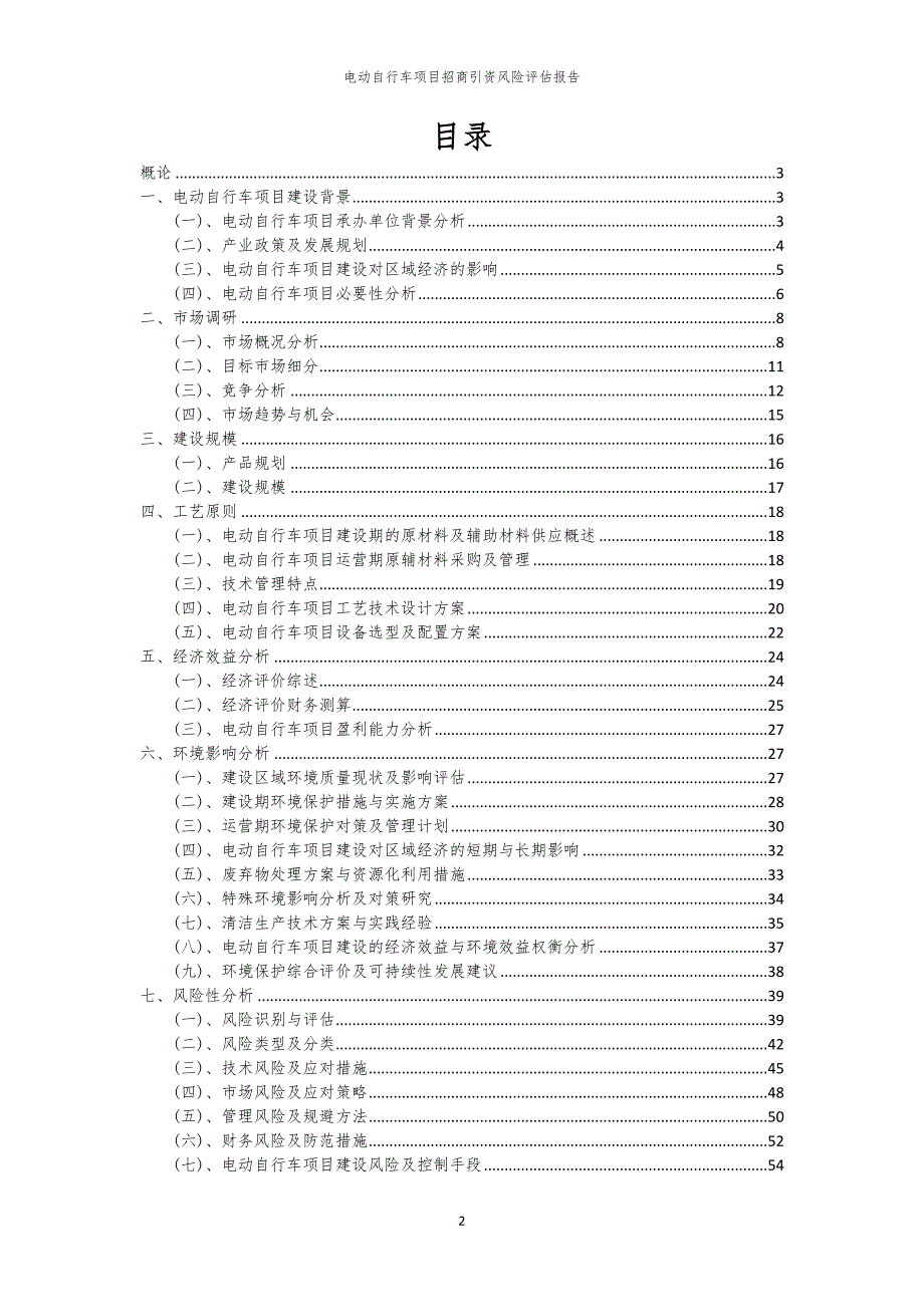 2023年电动自行车项目招商引资风险评估报告_第2页