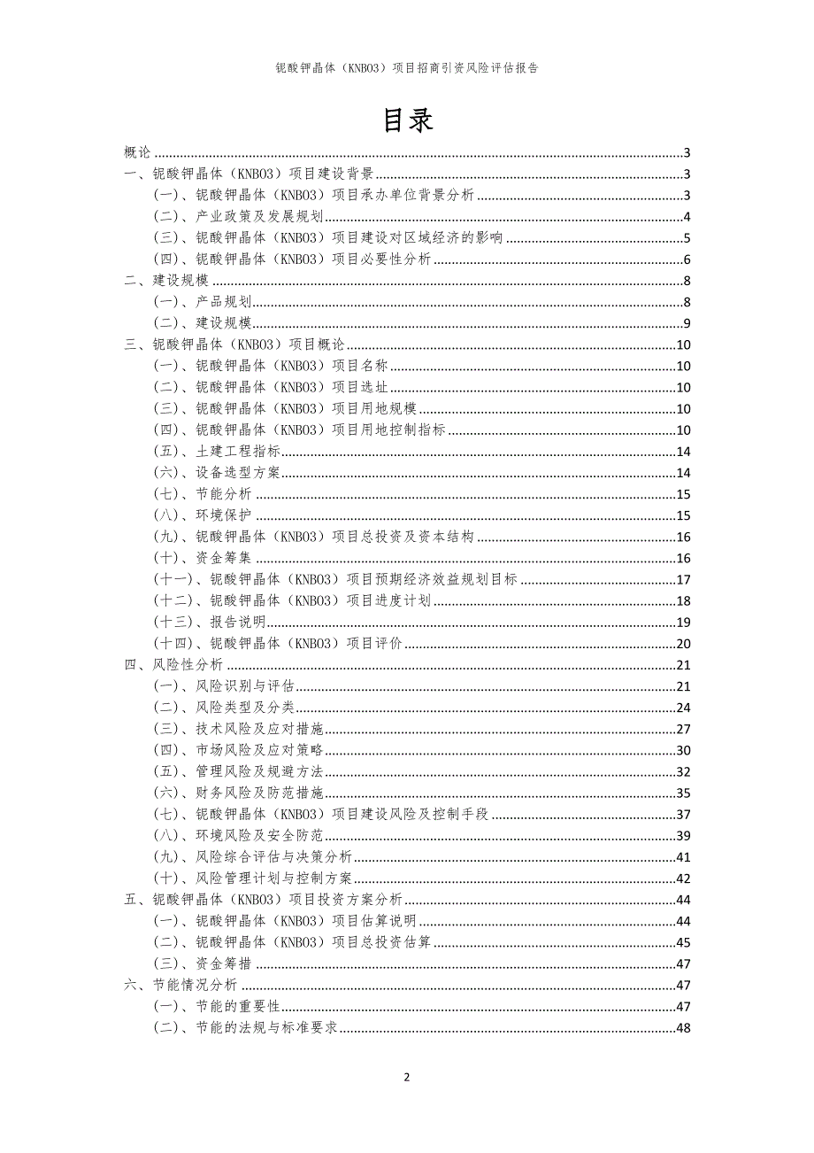 2023年铌酸钾晶体（KNBO3）项目招商引资风险评估报告_第2页