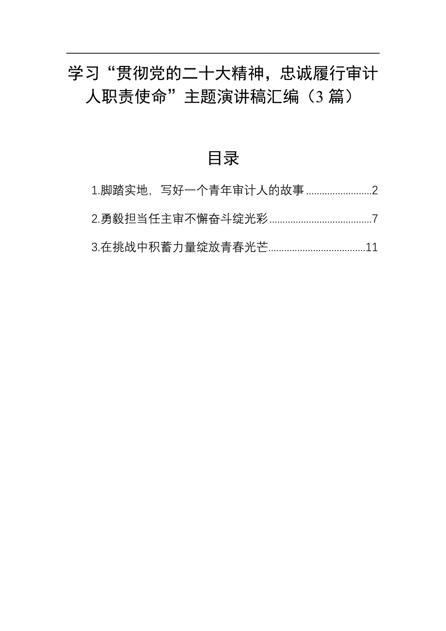 忠诚履行审计人职责使命主题演讲稿汇编（3篇）_第1页