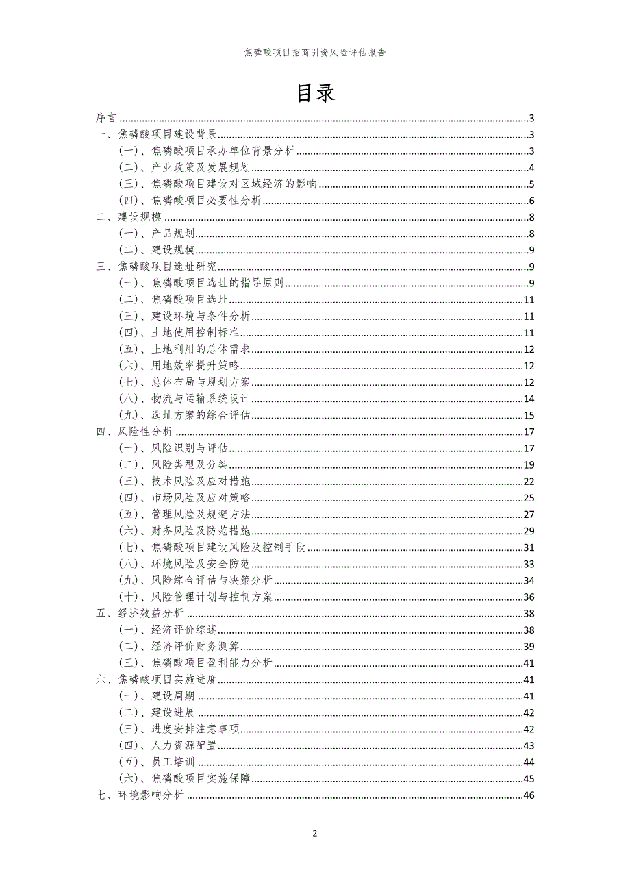 2023年焦磷酸项目招商引资风险评估报告_第2页