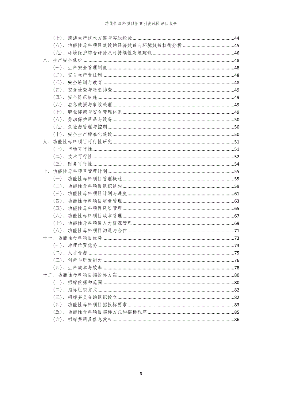 2023年功能性母料项目招商引资风险评估报告_第3页