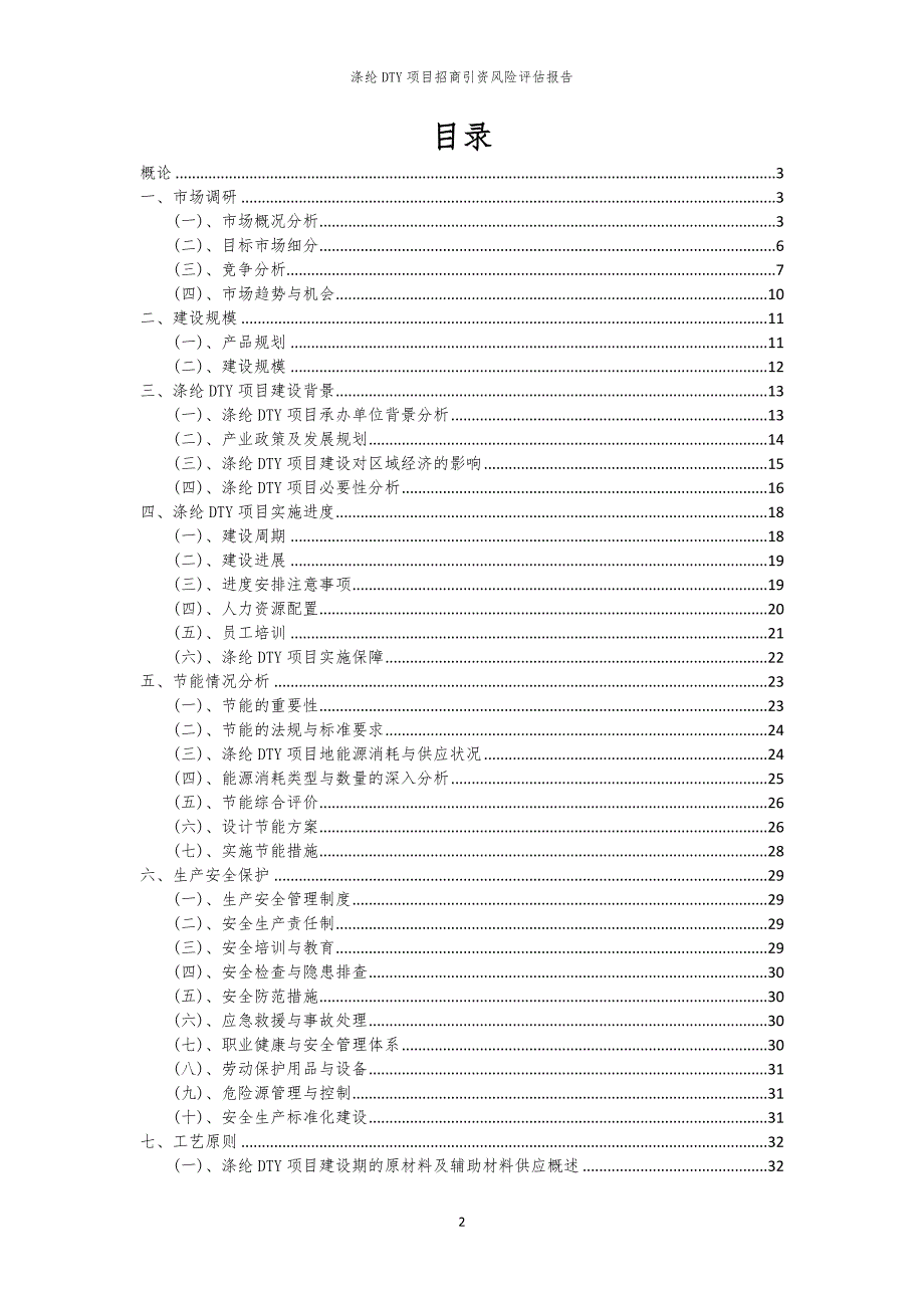 2023年涤纶DTY项目招商引资风险评估报告_第2页