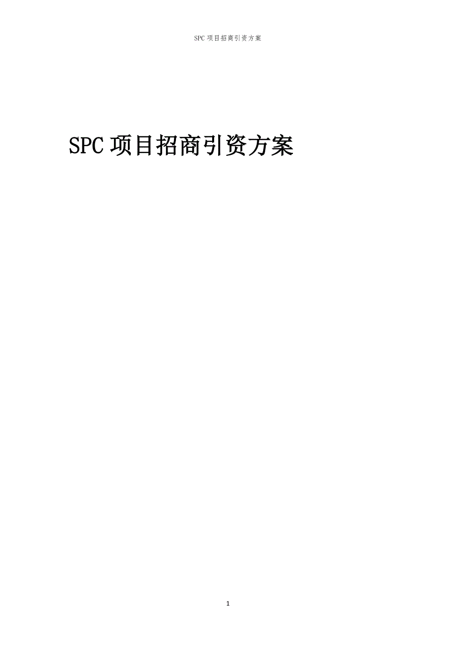 2023年SPC项目招商引资方案_第1页