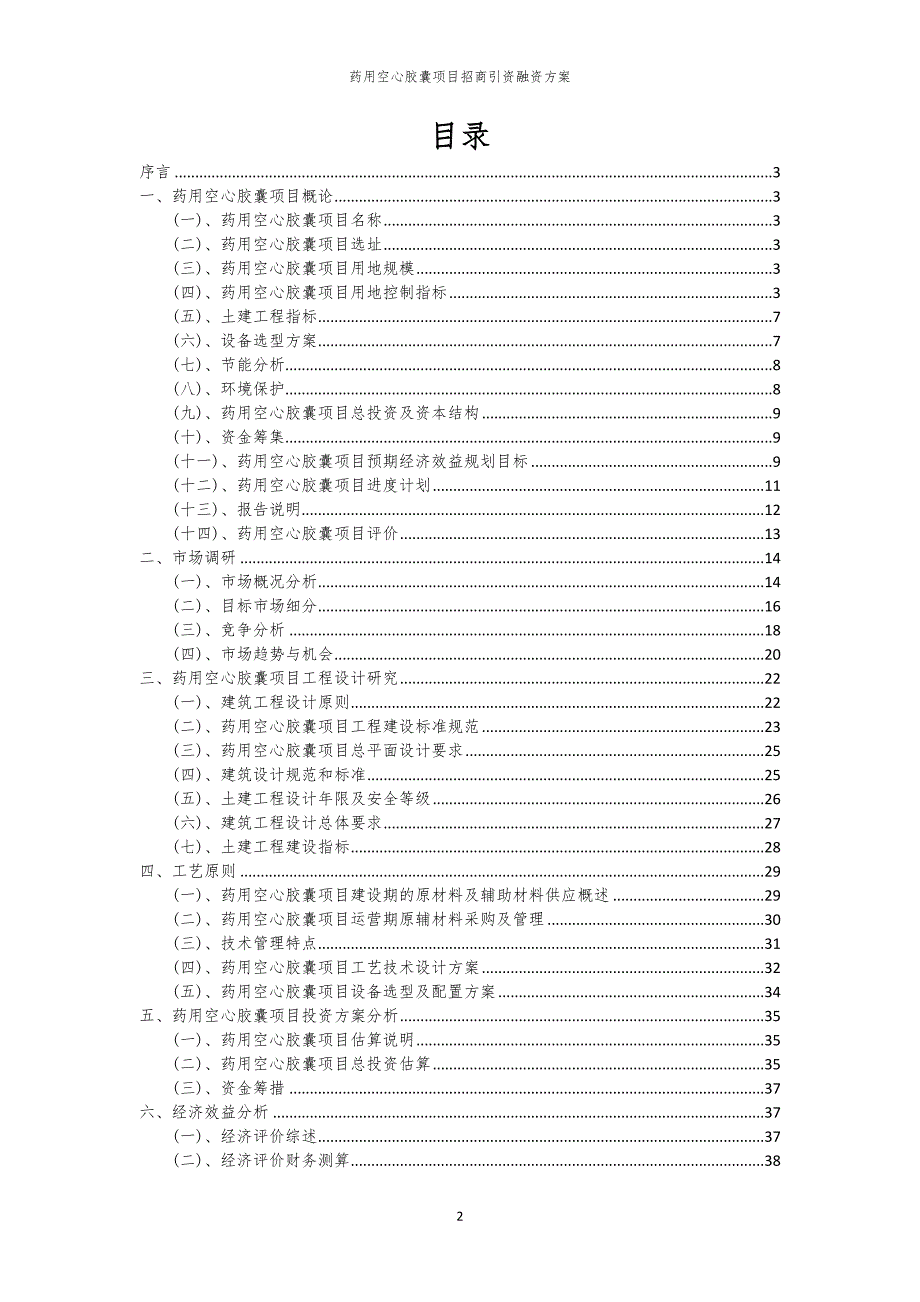 2023年药用空心胶囊项目招商引资融资方案_第2页