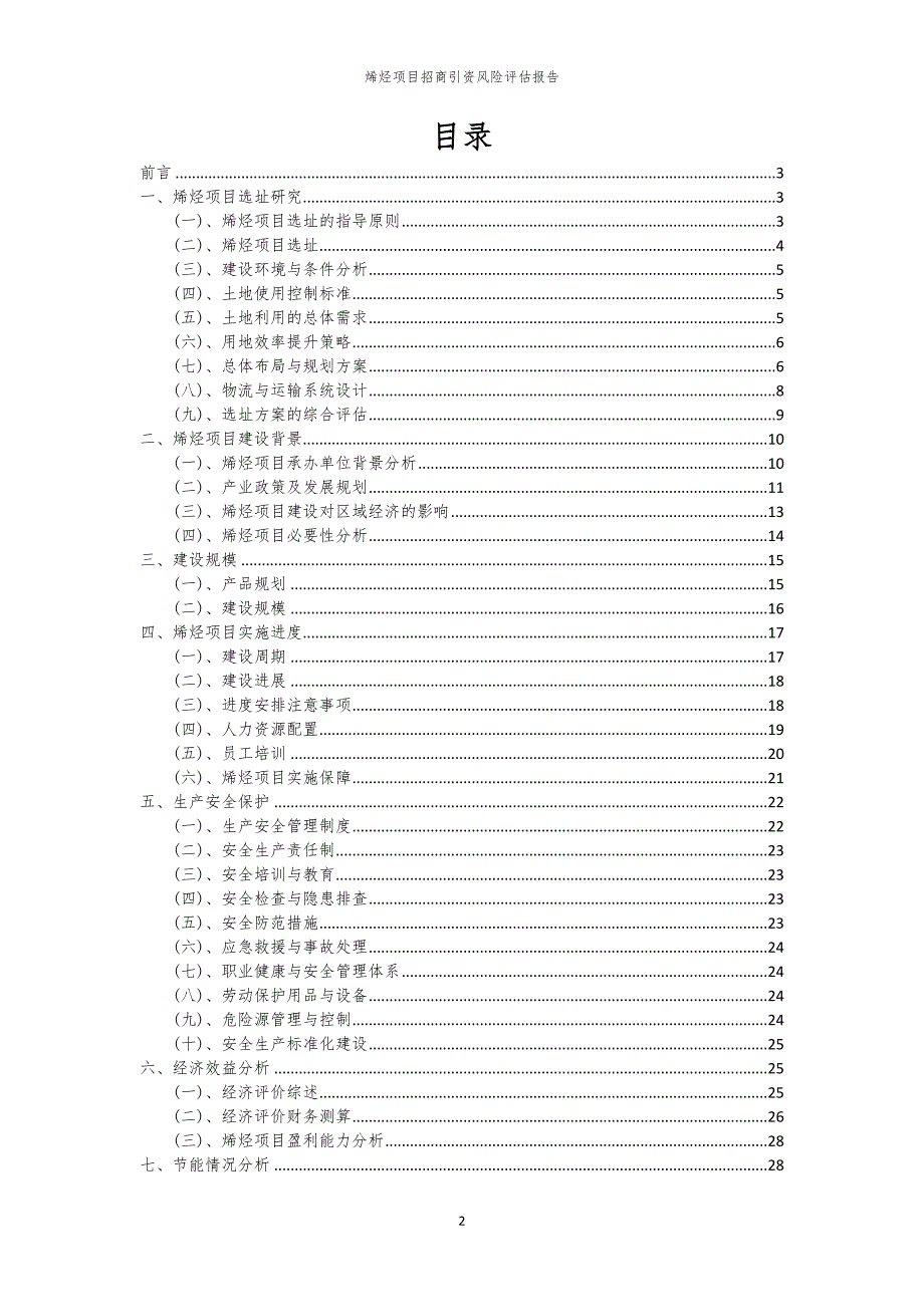 2023年烯烃项目招商引资风险评估报告_第2页