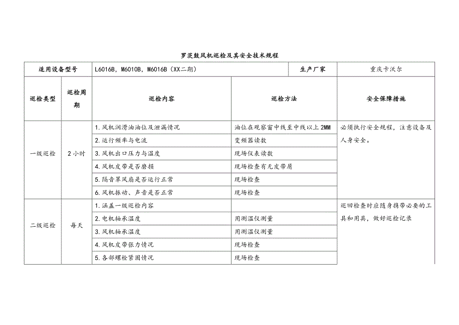 罗茨鼓风机巡检及其安全技术规程_第1页