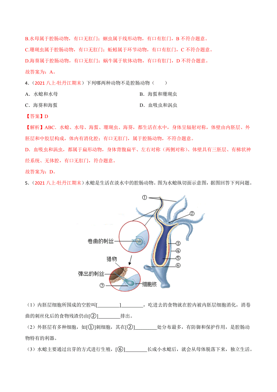 【人教】单元测试分层训练第一章 动物的主要类群（A卷知识通关练）（解析版）_第2页