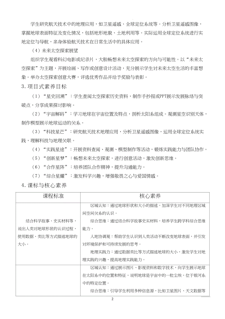 【初中地理】探索太空筑梦航天 教学设计-2024-2025学年湘教版地理七年级上册_第2页