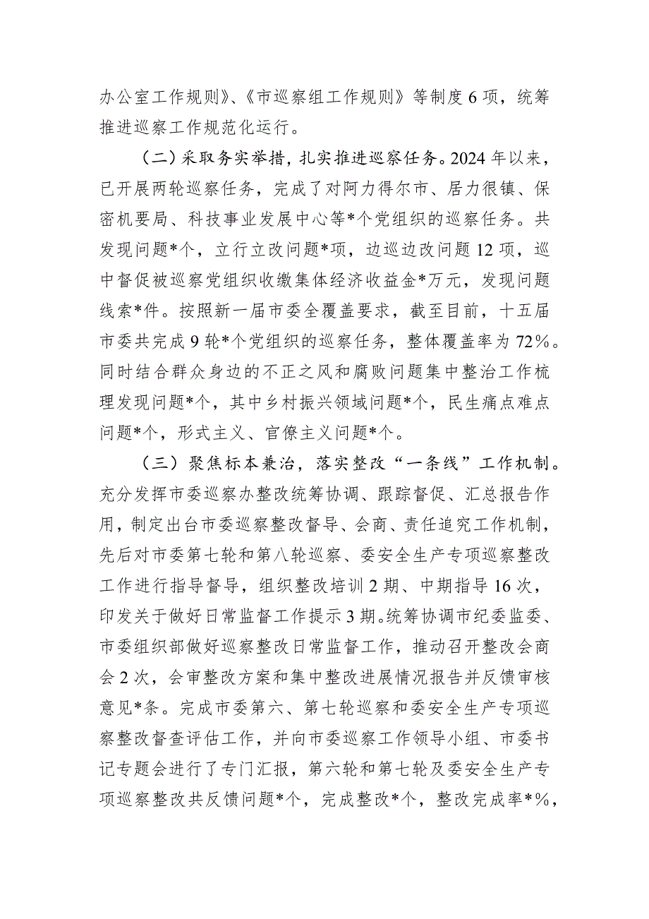 市委巡察办2024年工作总结及2025年工作计划_第2页