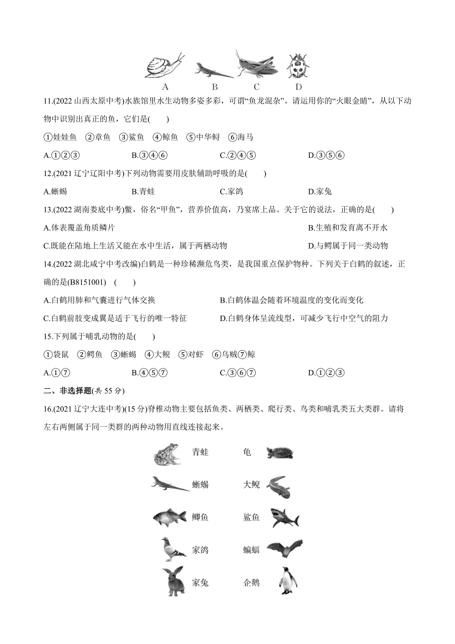 【人教】单元测试卷第五单元 第一章 综合检测_第2页