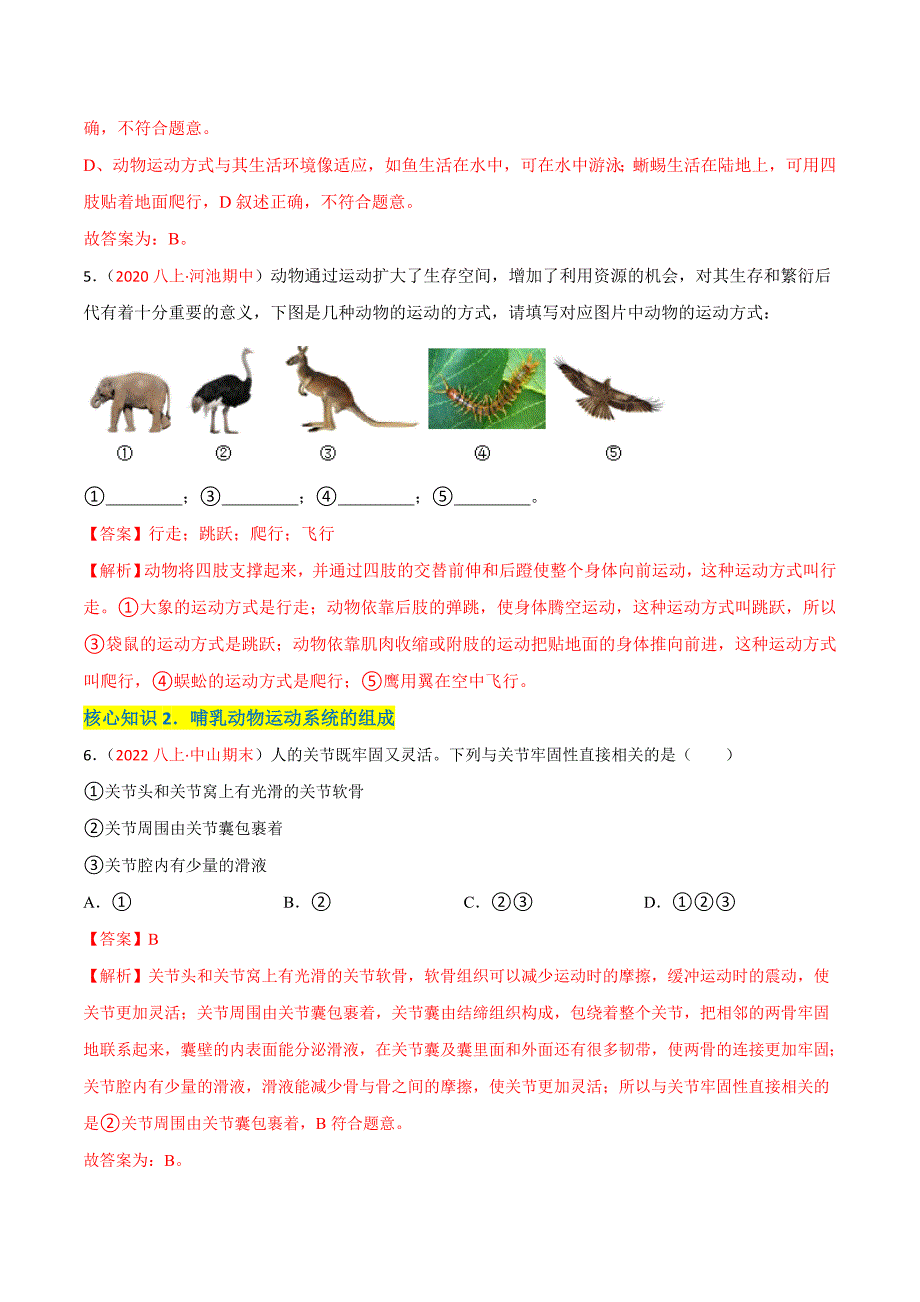 【人教】单元测试分层训练第二、三章 动物的运动和行为及动物在生物圈中的作用（A卷知识通关练）（解析版）_第3页