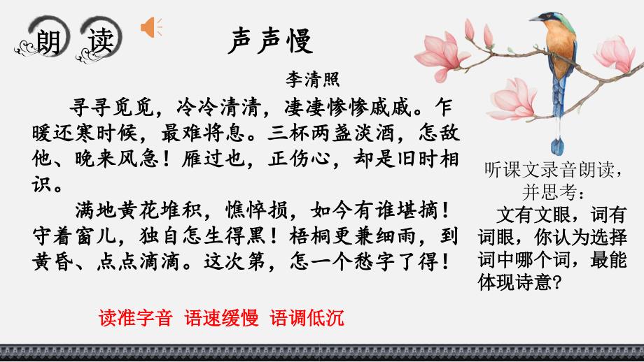 【语文】《声声慢（寻寻觅觅）》课件+2024-2025学年统编版高中语文必修上册_第2页