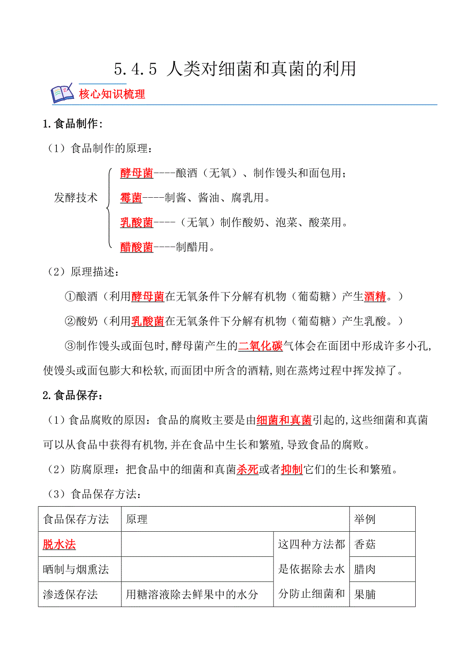 【人教】课时练习5.4.5 人类对细菌和真菌的利用-课后培优分级练（人教版）（解析版）_第1页