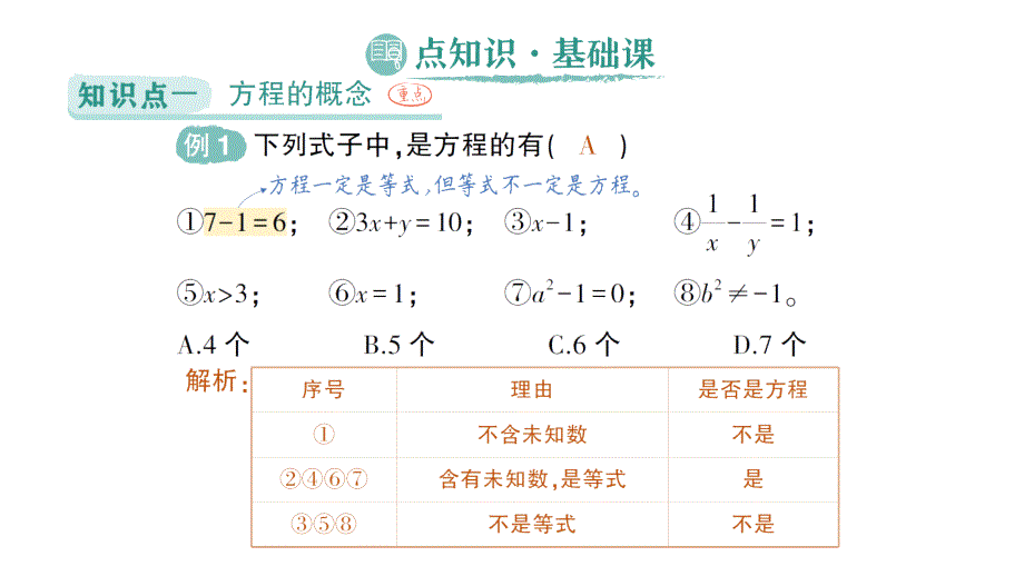 初中数学新北师大版七年级上册5.1认识方程作业课件2024秋季学期_第2页