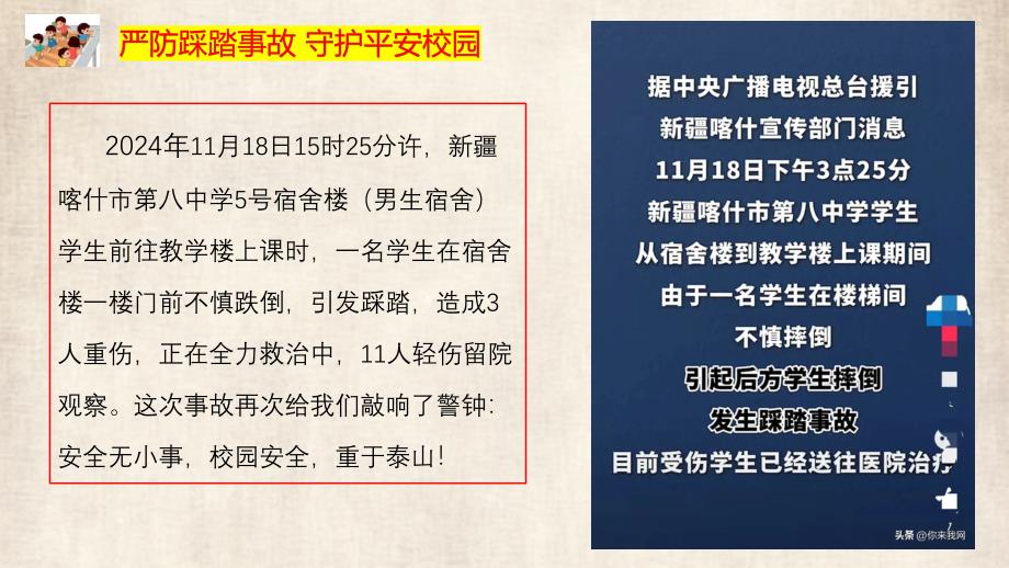 严防踩踏事故 守护平安校园（新疆喀什踩踏事故警示）——中小学校园安全主题班会优质课件_第2页