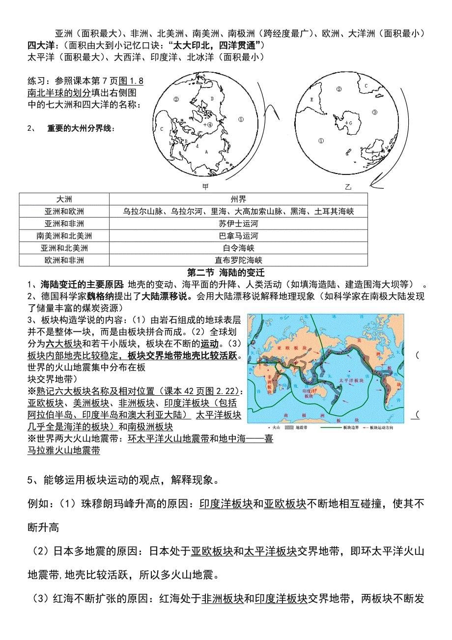 【人教】七年级上册地理复习提纲知识点总结笔记_第5页