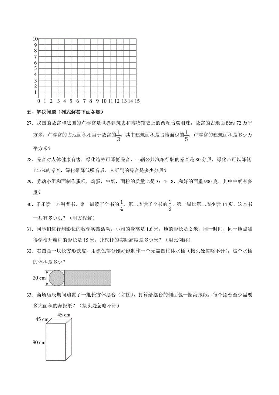 2024年山东省济南市市中区小升初数学试卷_第5页