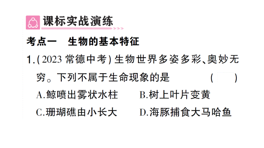 初中生物新人教版七年级上册第一单元第一、二章 总结训练作业课件2024秋_第4页